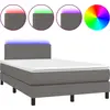 Image de vidaXL Lit Boxspring avec matelas & LED Gris 120x190 cm Similicuir