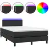 Image de vidaXL Lit Boxspring avec matelas & LED Noir 120x190 cm Similicuir