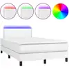 Image de vidaXL Lit Boxspring avec matelas & LED Blanc 120x190 cm Similicuir