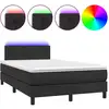 Image de vidaXL Lit Boxspring avec matelas & LED Noir 120x190 cm Similicuir