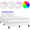 Image de vidaXL Lit Boxspring avec matelas & LED Blanc 120x190 cm Similicuir