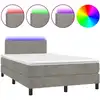 Image de vidaXL Lit boxspring avec matelas & LED gris clair 120x190 cm velours