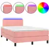 Image de vidaXL Lit boxspring avec matelas & LED rose 120x190 cm velours