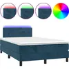 Image de vidaXL Lit boxspring avec matelas & LED bleu foncé 120x190 cm velours