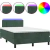 Image de vidaXL Lit boxspring avec matelas & LED vert foncé 120x190 cm velours