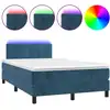Image de vidaXL Lit boxspring avec matelas & LED bleu foncé 120x190 cm velours