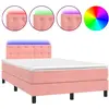Image de vidaXL Lit boxspring avec matelas & LED rose 120x190 cm velours