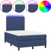 Image de vidaXL Lit Boxspring avec matelas & LED Bleu 120x190 cm Tissu