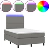 Image de vidaXL Lit boxspring avec matelas & LED gris foncé 120x190 cm Tissu