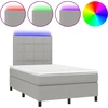 Image de vidaXL Lit boxspring avec matelas & LED gris clair 120x190 cm Tissu