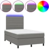 Image de vidaXL Lit boxspring avec matelas & LED gris foncé 120x190 cm Tissu