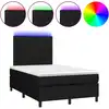 Image de vidaXL Lit Boxspring avec matelas & LED Noir 120x190 cm Tissu