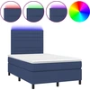 Image de vidaXL Lit Boxspring avec matelas & LED Bleu 120x190 cm Tissu
