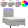 Image de vidaXL Lit boxspring avec matelas & LED gris clair 120x190 cm Tissu