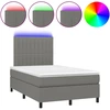 Image de vidaXL Lit boxspring avec matelas & LED gris foncé 120x190 cm Tissu