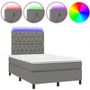 Image de vidaXL Lit boxspring avec matelas & LED gris foncé 120x190 cm Tissu