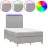 Image de vidaXL Lit boxspring avec matelas & LED gris clair 120x190 cm Tissu