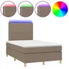 Image de vidaXL Lit Boxspring avec matelas & LED Taupe 120x190 cm Tissu