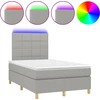 Image de vidaXL Lit boxspring avec matelas & LED gris clair 120x190 cm Tissu