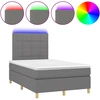 Image de vidaXL Lit boxspring avec matelas & LED gris foncé 120x190 cm Tissu