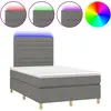 Image de vidaXL Lit boxspring avec matelas & LED gris foncé 120x190 cm Tissu