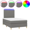 Image de vidaXL Lit boxspring avec matelas & LED gris foncé 120x190 cm Tissu