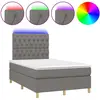 Image de vidaXL Lit boxspring avec matelas & LED gris foncé 120x190 cm Tissu