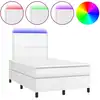 Image de vidaXL Lit Boxspring avec matelas & LED Blanc 120x190 cm Similicuir