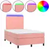 Image de vidaXL Lit boxspring avec matelas & LED rose 120x190 cm velours