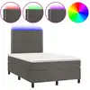 Image de vidaXL Lit boxspring avec matelas & LED gris foncé 120x190 cm velours