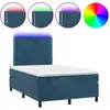 Image de vidaXL Lit boxspring avec matelas & LED bleu foncé 120x190 cm velours