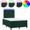 Image de vidaXL Lit boxspring avec matelas & LED vert foncé 120x190 cm velours