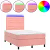 Image de vidaXL Lit boxspring avec matelas & LED rose 120x190 cm velours