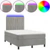 Image de vidaXL Lit boxspring avec matelas & LED gris clair 120x190 cm velours