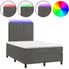 Image de vidaXL Lit boxspring avec matelas & LED gris foncé 120x190 cm velours