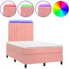Image de vidaXL Lit boxspring avec matelas & LED rose 120x190 cm velours