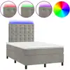 Image de vidaXL Lit boxspring avec matelas & LED gris clair 120x190 cm velours