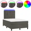 Image de vidaXL Lit boxspring avec matelas & LED gris foncé 120x190 cm velours