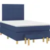 Image de vidaXL Lit boxspring avec matelas bleu 120x190 cm Tissu