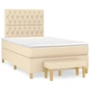 Image de vidaXL Lit boxspring avec matelas Crème 120x190 cm Tissu