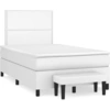 Image de vidaXL Lit boxspring avec matelas blanc 120x190 cm similicuir