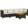 Image de vidaXL Ensemble de salon de jardin 5 pièces avec coussins noir poly rotin