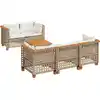 Image de vidaXL Ensemble de salon de jardin 6 pièces avec coussins Beige Poly Rattan