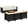 Image de vidaXL Ensemble de salon de jardin 7 pièces avec coussins noir poly rotin