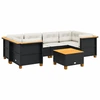 Image de vidaXL Ensemble de salon de jardin 7 pièces avec coussins noir poly rotin
