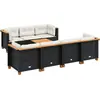 Image de vidaXL Ensemble de jardin canapé 8 pièces avec coussins noir poly rotin