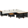 Image de vidaXL Ensemble de salon de jardin 9 pièces avec coussins noir poly rotin