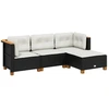 Image de vidaXL Ensemble de salon de jardin 4 pièces avec coussins noir poly rotin