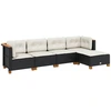 Image de vidaXL Ensemble de salon de jardin 5 pièces avec coussins noir poly rotin