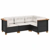 Image de vidaXL Ensemble de salon de jardin 4 pièces avec coussins noir poly rotin